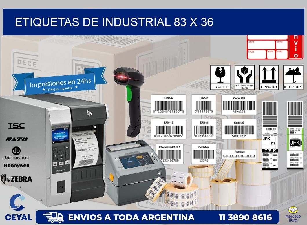 etiquetas de industrial 83 x 36
