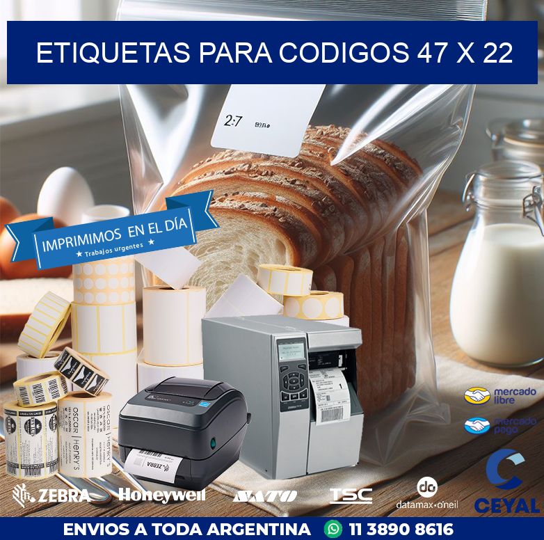 etiquetas para codigos 47 x 22