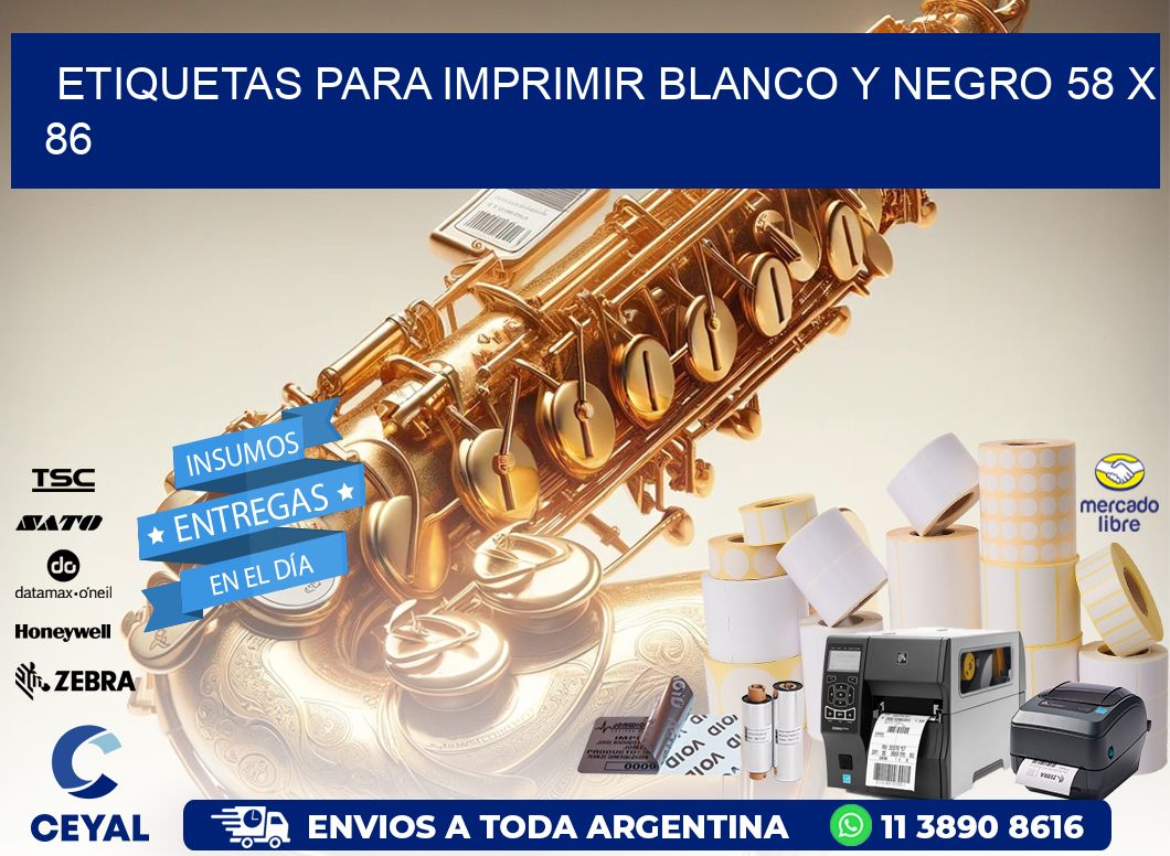 etiquetas para imprimir blanco y negro 58 x 86