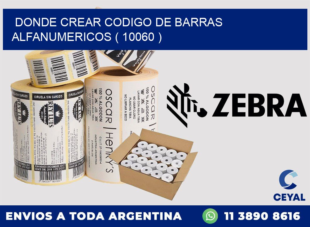 DONDE CREAR CODIGO DE BARRAS ALFANUMERICOS ( 10060 )