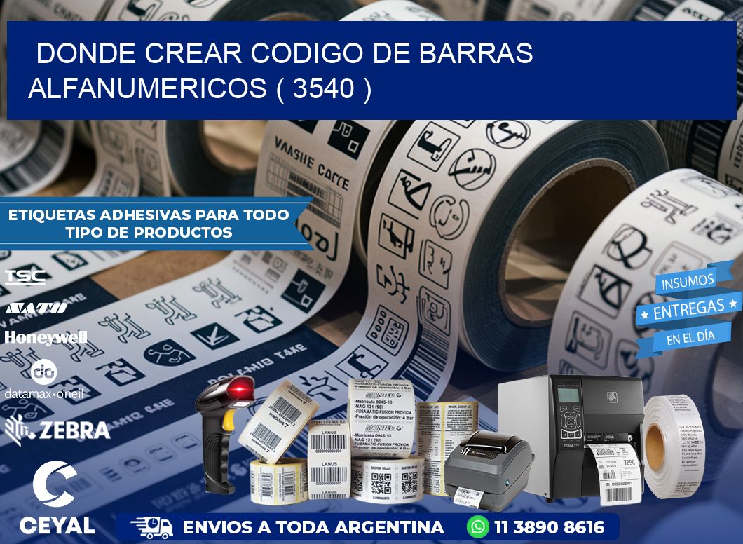 DONDE CREAR CODIGO DE BARRAS ALFANUMERICOS ( 3540 )
