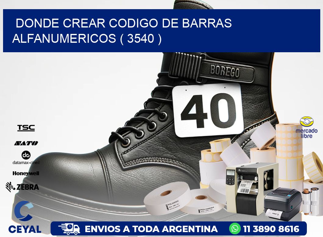 DONDE CREAR CODIGO DE BARRAS ALFANUMERICOS ( 3540 )