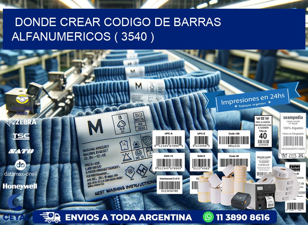 DONDE CREAR CODIGO DE BARRAS ALFANUMERICOS ( 3540 )