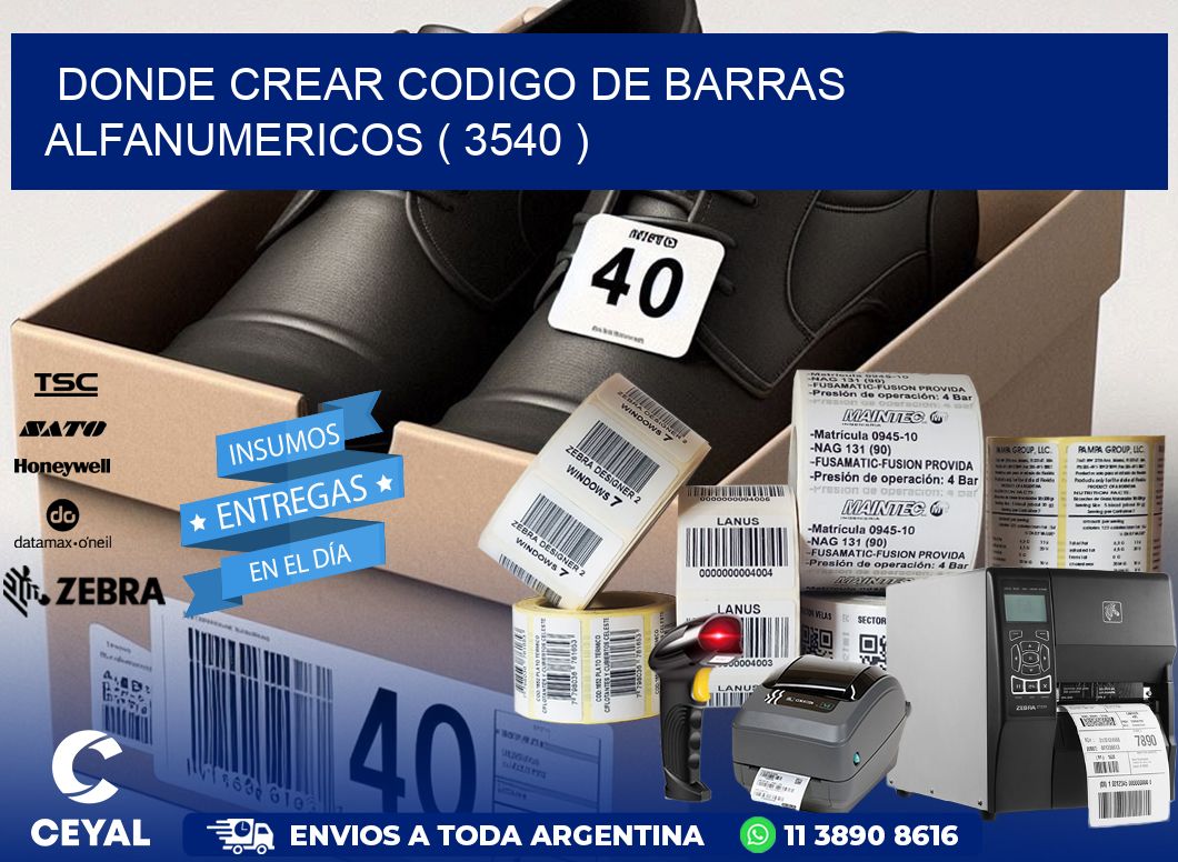 DONDE CREAR CODIGO DE BARRAS ALFANUMERICOS ( 3540 )