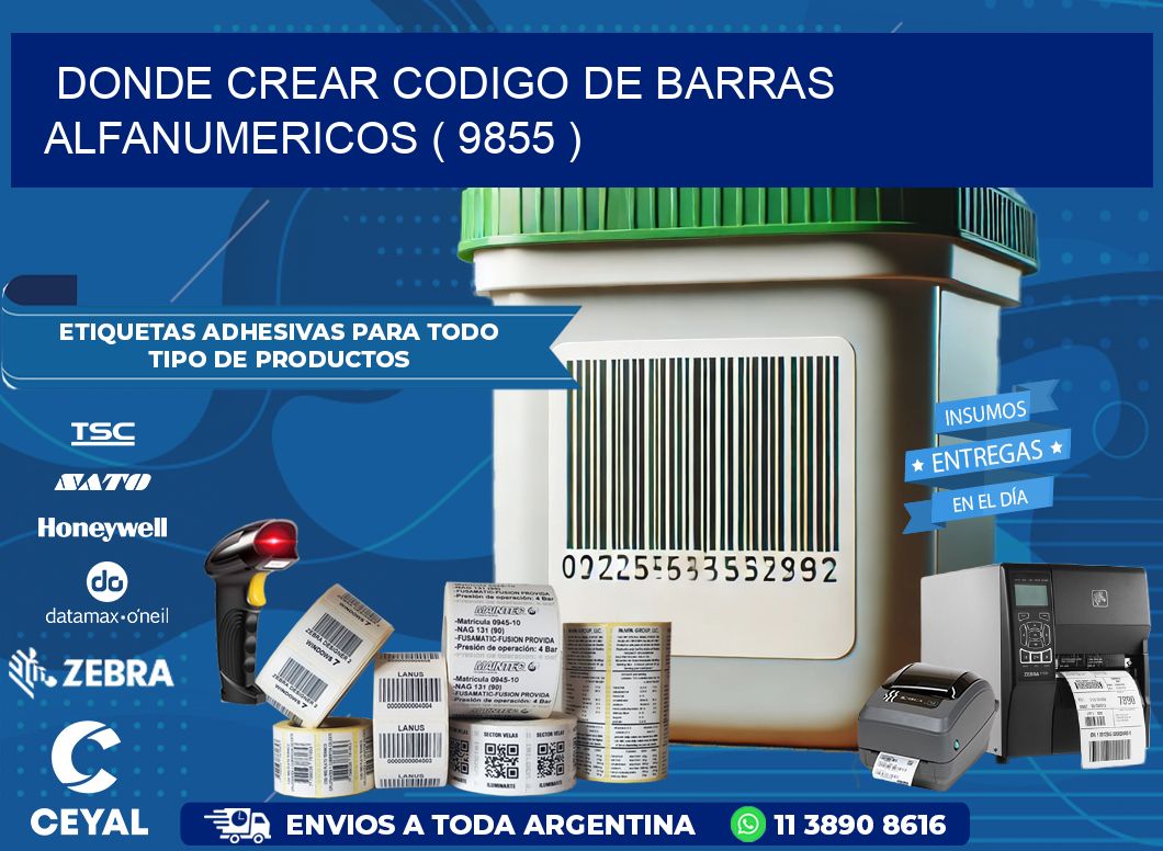 DONDE CREAR CODIGO DE BARRAS ALFANUMERICOS ( 9855 )