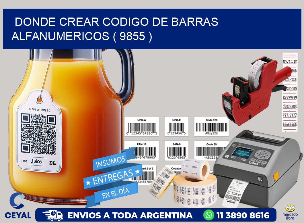 DONDE CREAR CODIGO DE BARRAS ALFANUMERICOS ( 9855 )