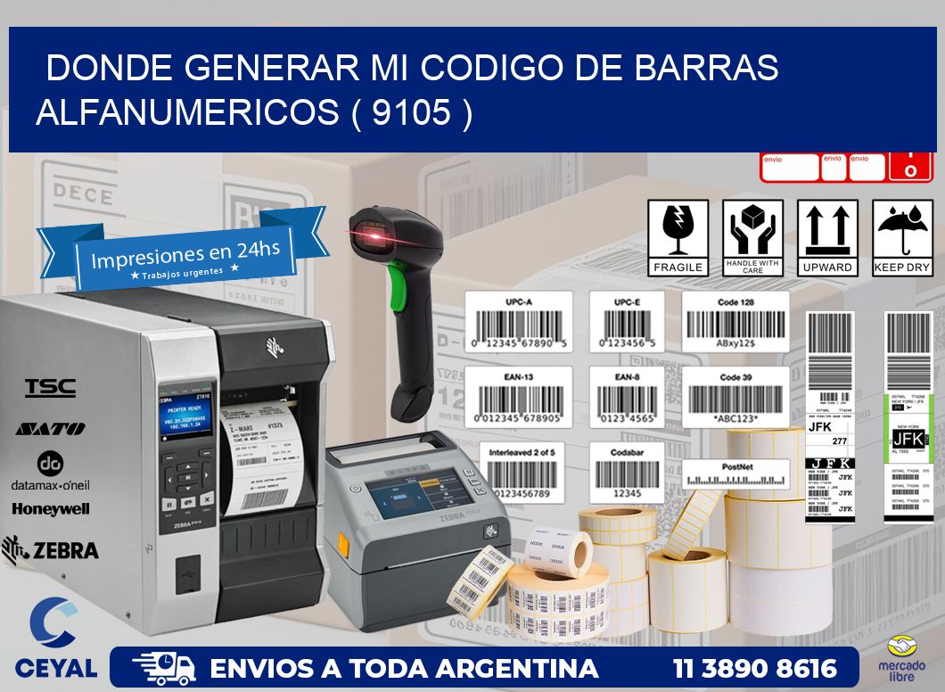 DONDE GENERAR MI CODIGO DE BARRAS ALFANUMERICOS ( 9105 )