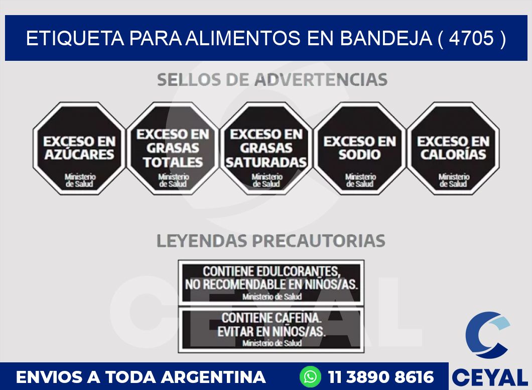ETIQUETA PARA ALIMENTOS EN BANDEJA ( 4705 )