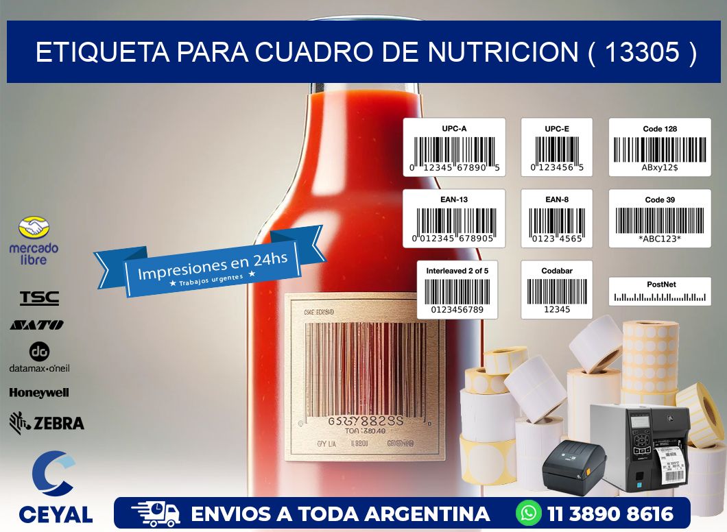 ETIQUETA PARA CUADRO DE NUTRICION ( 13305 )