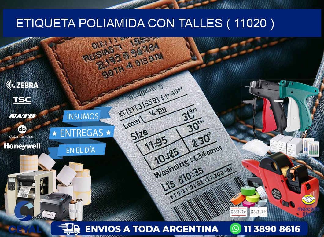 ETIQUETA POLIAMIDA CON TALLES ( 11020 )