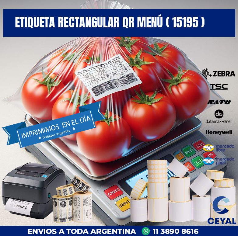 ETIQUETA RECTANGULAR QR MENÚ ( 15195 )