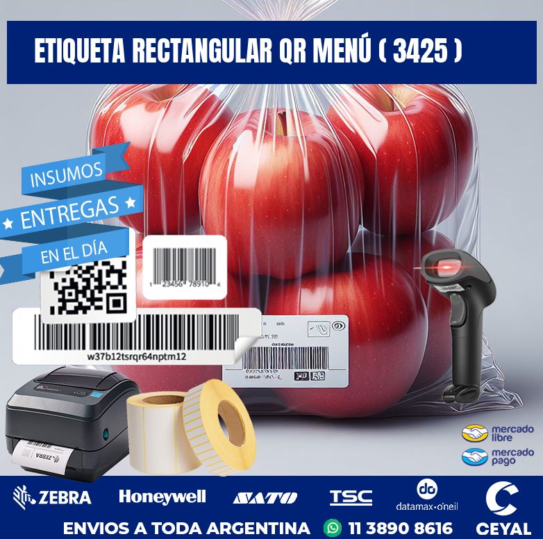 ETIQUETA RECTANGULAR QR MENÚ ( 3425 )