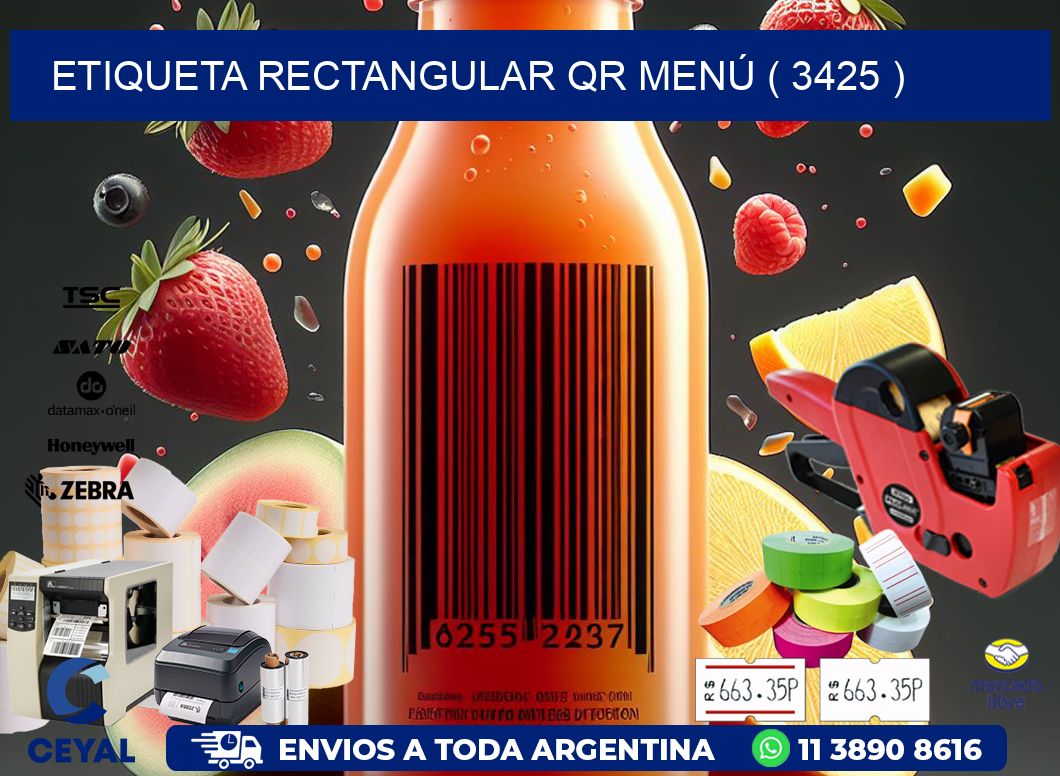 ETIQUETA RECTANGULAR QR MENÚ ( 3425 )