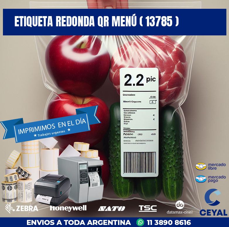 ETIQUETA REDONDA QR MENÚ ( 13785 )
