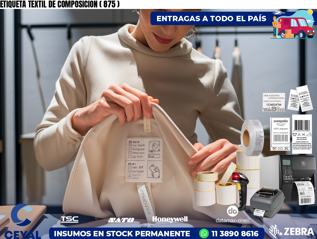 ETIQUETA TEXTIL DE COMPOSICION ( 875 )