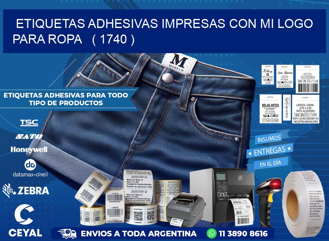ETIQUETAS ADHESIVAS IMPRESAS CON MI LOGO PARA ROPA ( 1740 )