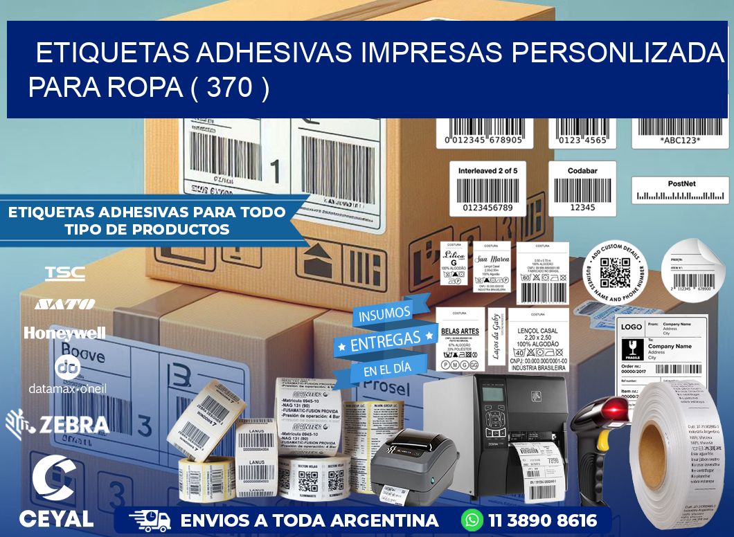 ETIQUETAS ADHESIVAS IMPRESAS PERSONLIZADA PARA ROPA ( 370 )