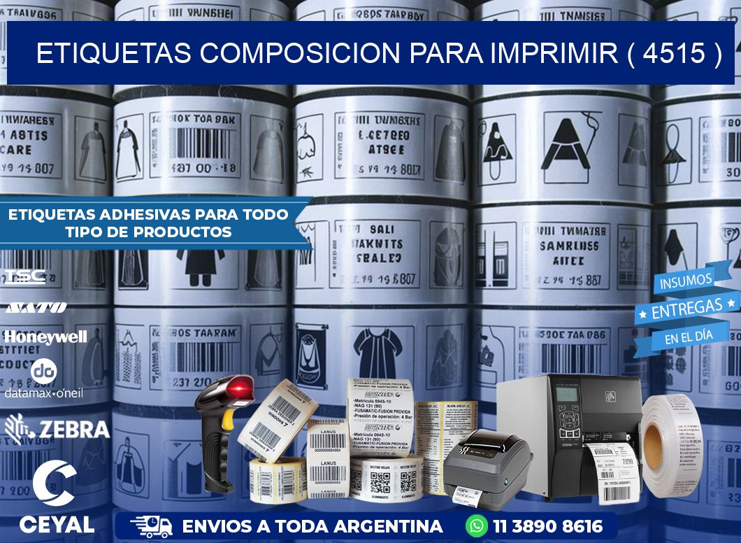 ETIQUETAS COMPOSICION PARA IMPRIMIR ( 4515 )