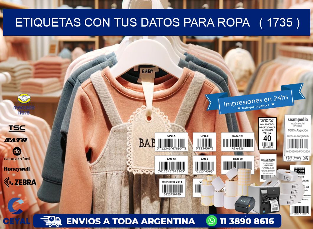 ETIQUETAS CON TUS DATOS PARA ROPA   ( 1735 )