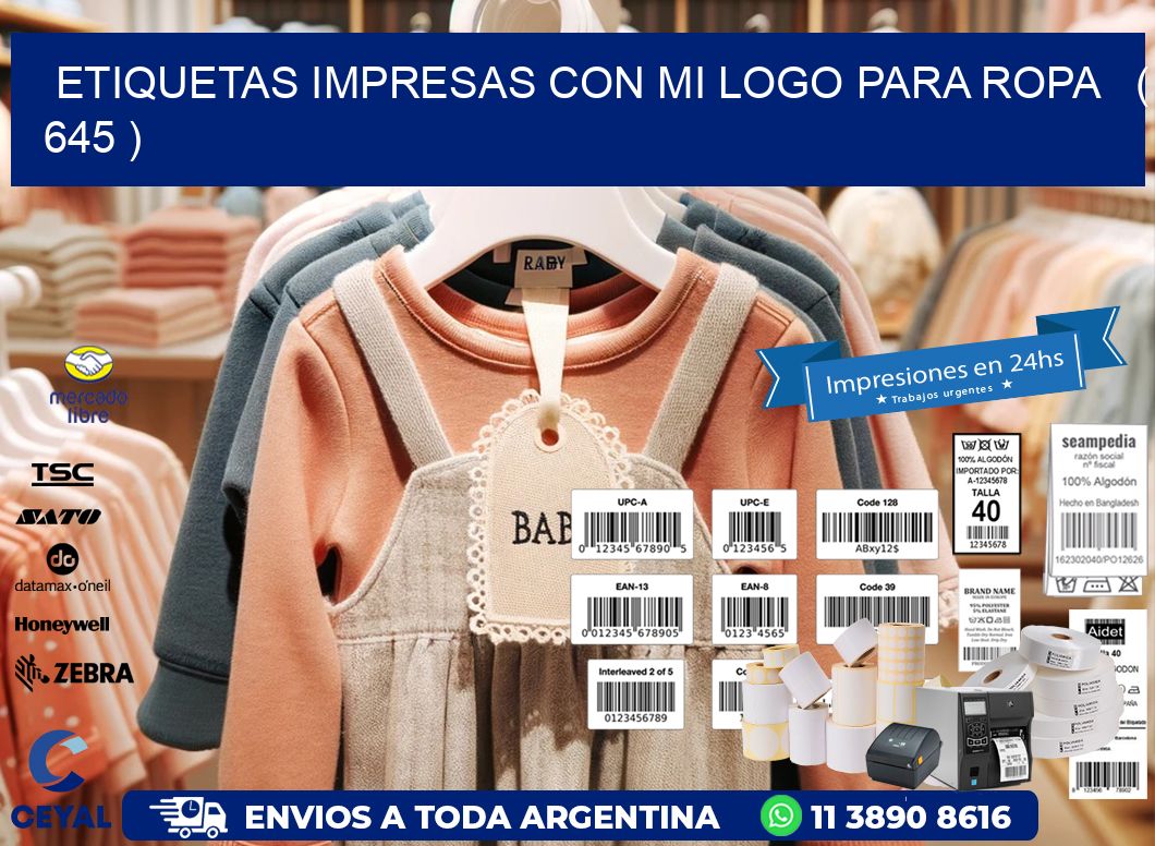 ETIQUETAS IMPRESAS CON MI LOGO PARA ROPA   ( 645 )