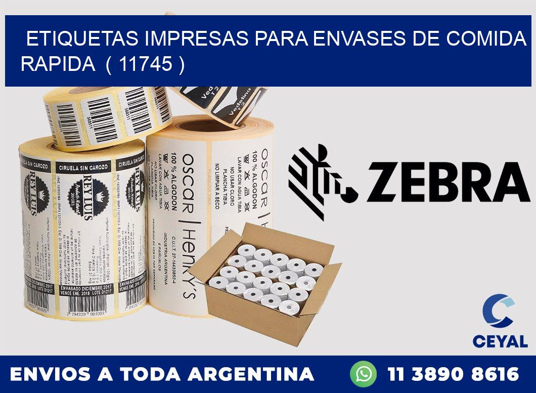 ETIQUETAS IMPRESAS PARA ENVASES DE COMIDA RAPIDA  ( 11745 )