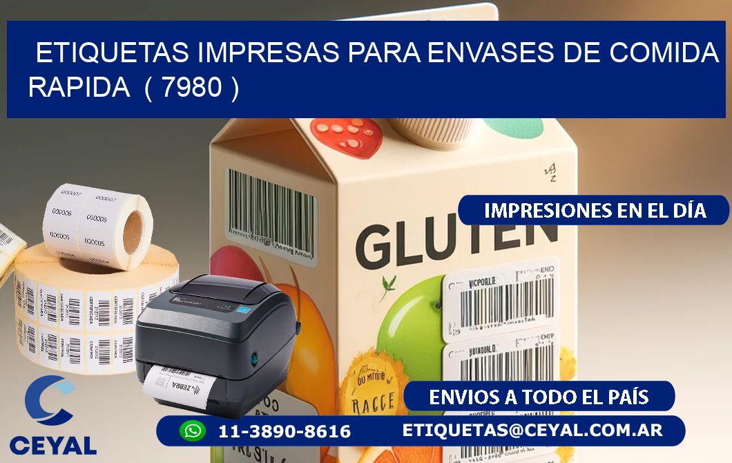ETIQUETAS IMPRESAS PARA ENVASES DE COMIDA RAPIDA ( 7980 )