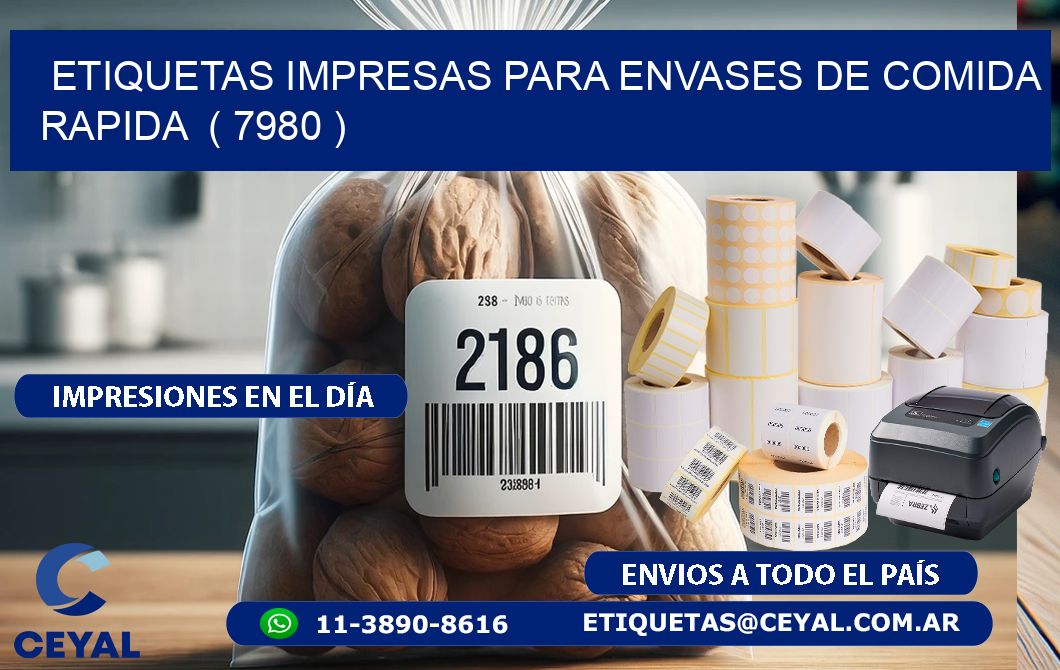 ETIQUETAS IMPRESAS PARA ENVASES DE COMIDA RAPIDA ( 7980 )