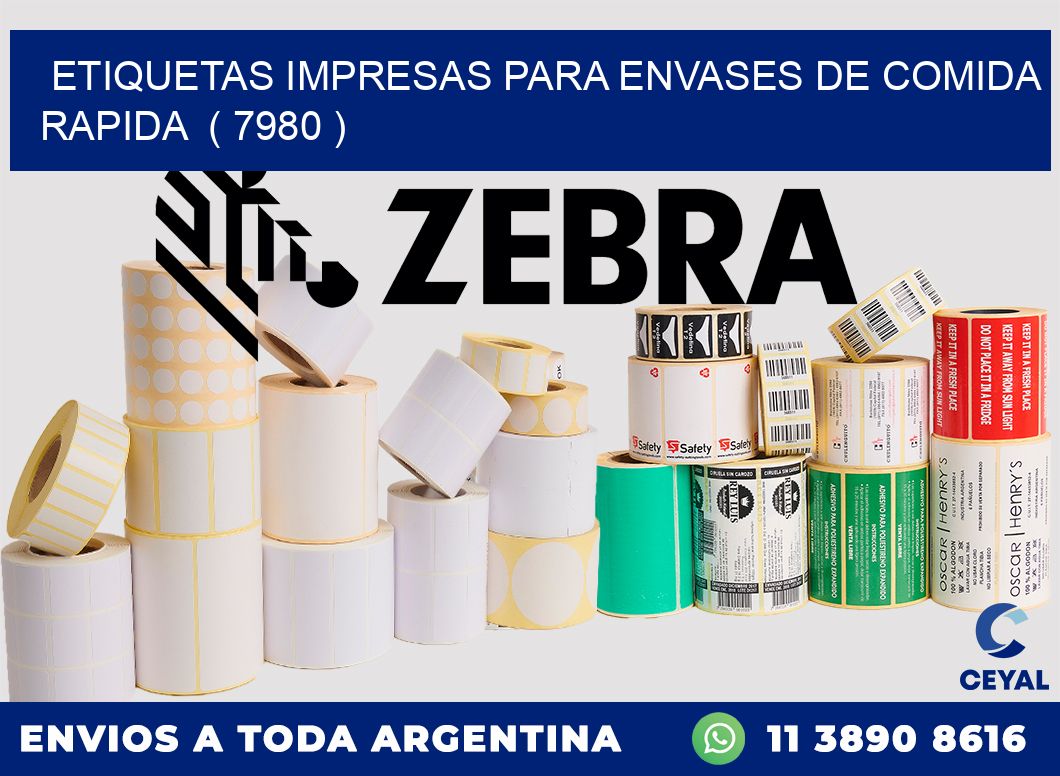 ETIQUETAS IMPRESAS PARA ENVASES DE COMIDA RAPIDA ( 7980 )