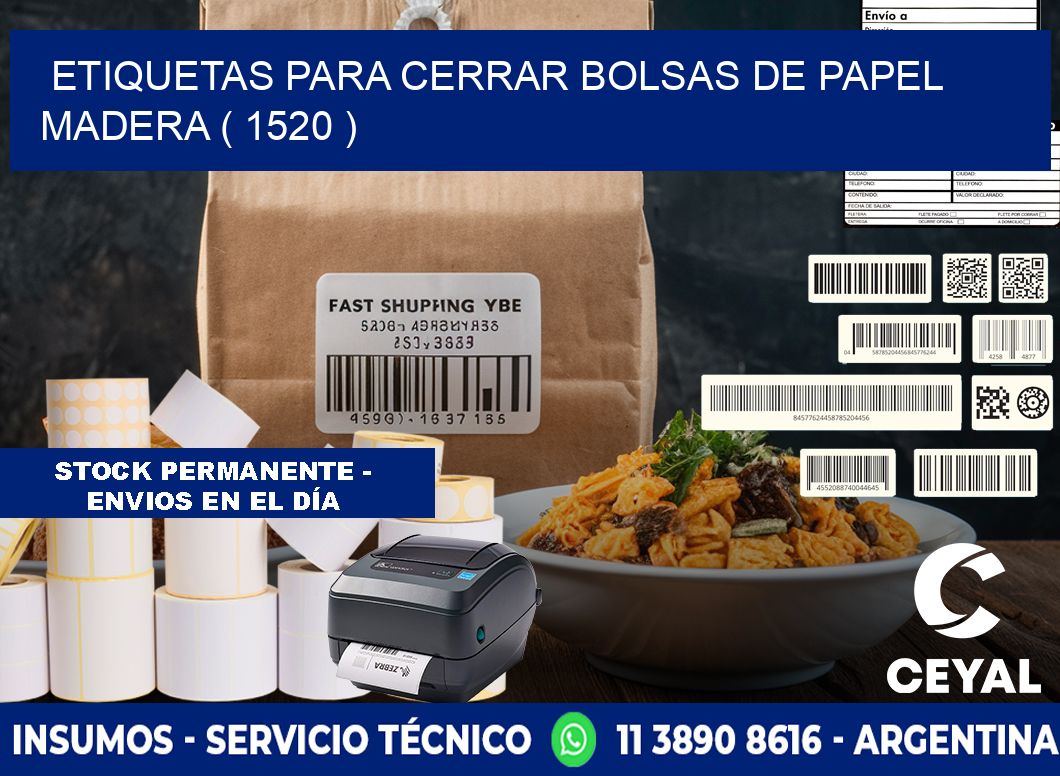 ETIQUETAS PARA CERRAR BOLSAS DE PAPEL MADERA ( 1520 )