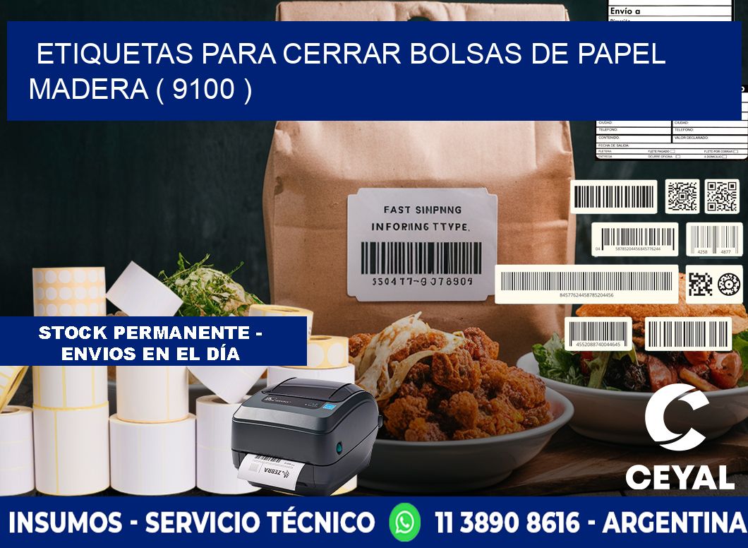 ETIQUETAS PARA CERRAR BOLSAS DE PAPEL MADERA ( 9100 )