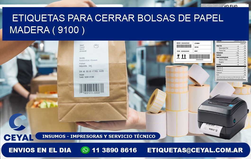 ETIQUETAS PARA CERRAR BOLSAS DE PAPEL MADERA ( 9100 )