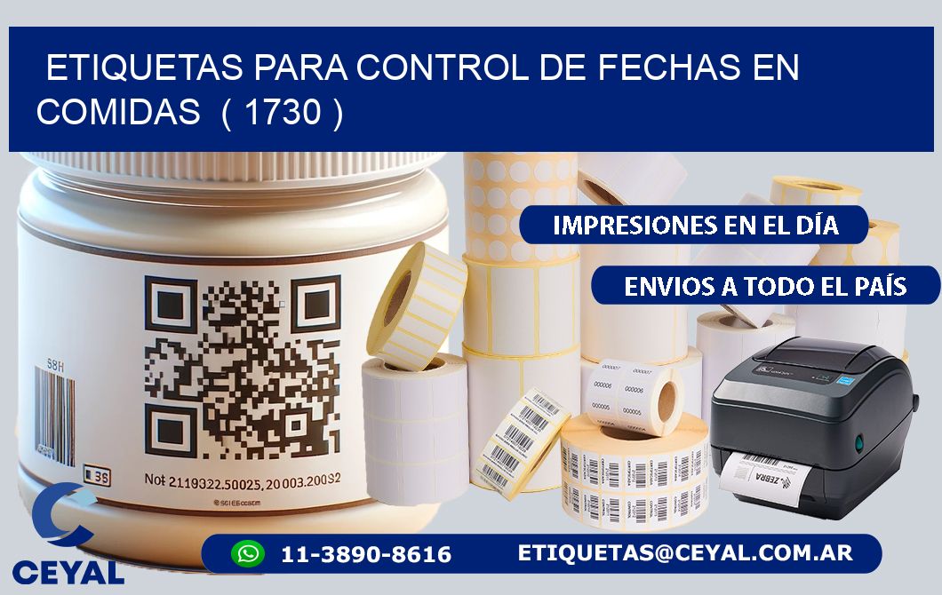ETIQUETAS PARA CONTROL DE FECHAS EN COMIDAS  ( 1730 )