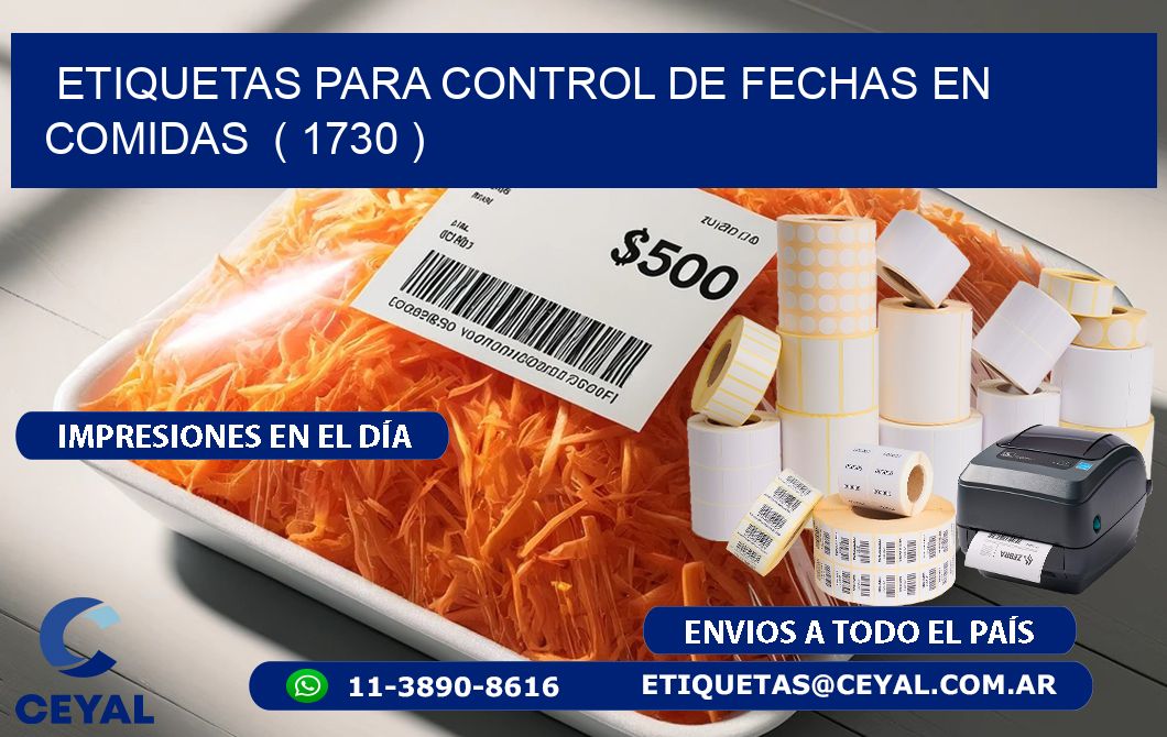 ETIQUETAS PARA CONTROL DE FECHAS EN COMIDAS  ( 1730 )