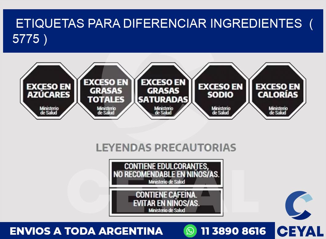 ETIQUETAS PARA DIFERENCIAR INGREDIENTES ( 5775 )
