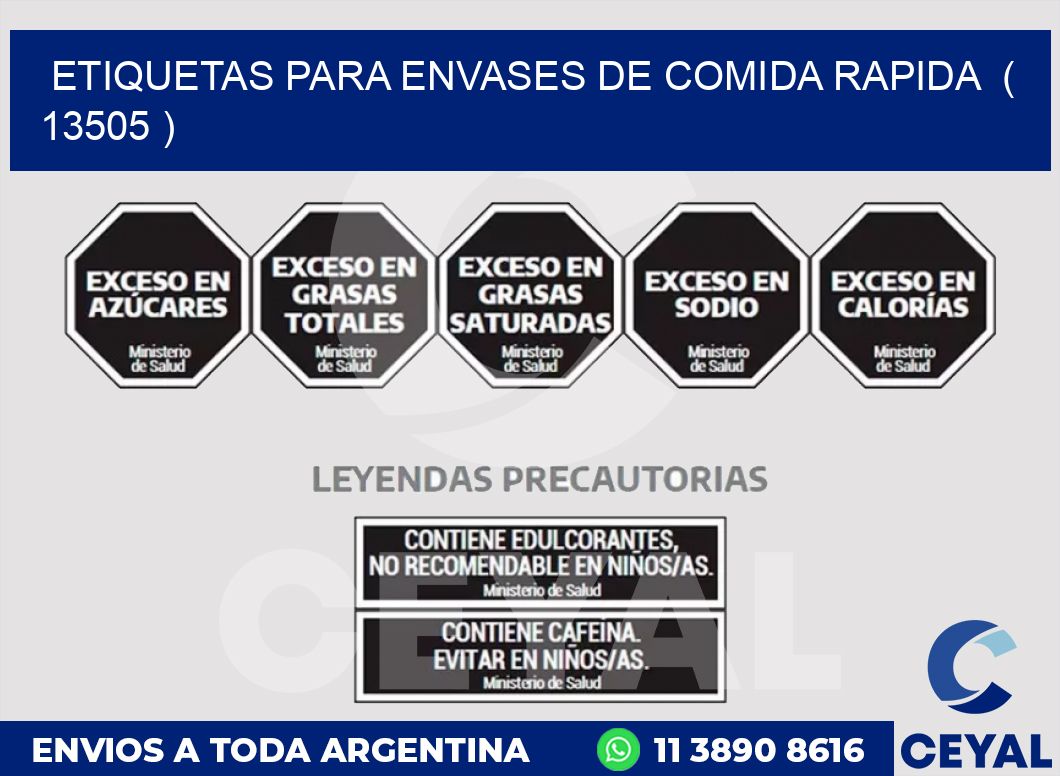 ETIQUETAS PARA ENVASES DE COMIDA RAPIDA  ( 13505 )