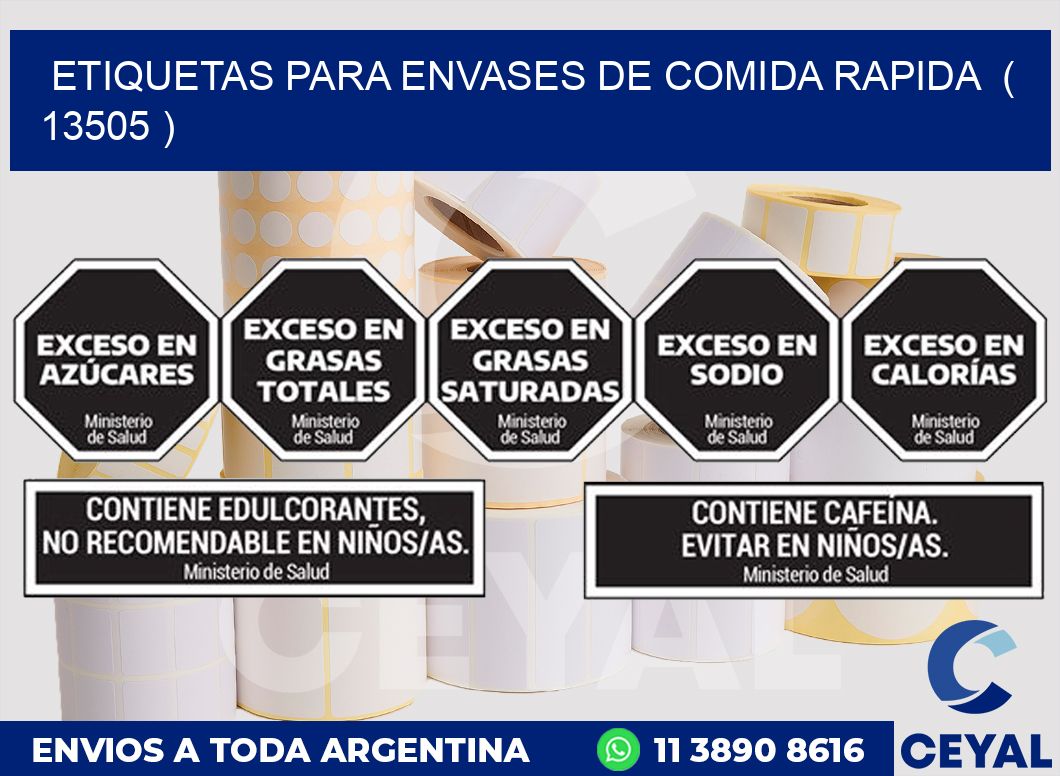 ETIQUETAS PARA ENVASES DE COMIDA RAPIDA ( 13505 )