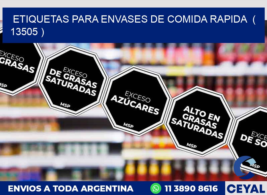 ETIQUETAS PARA ENVASES DE COMIDA RAPIDA ( 13505 )