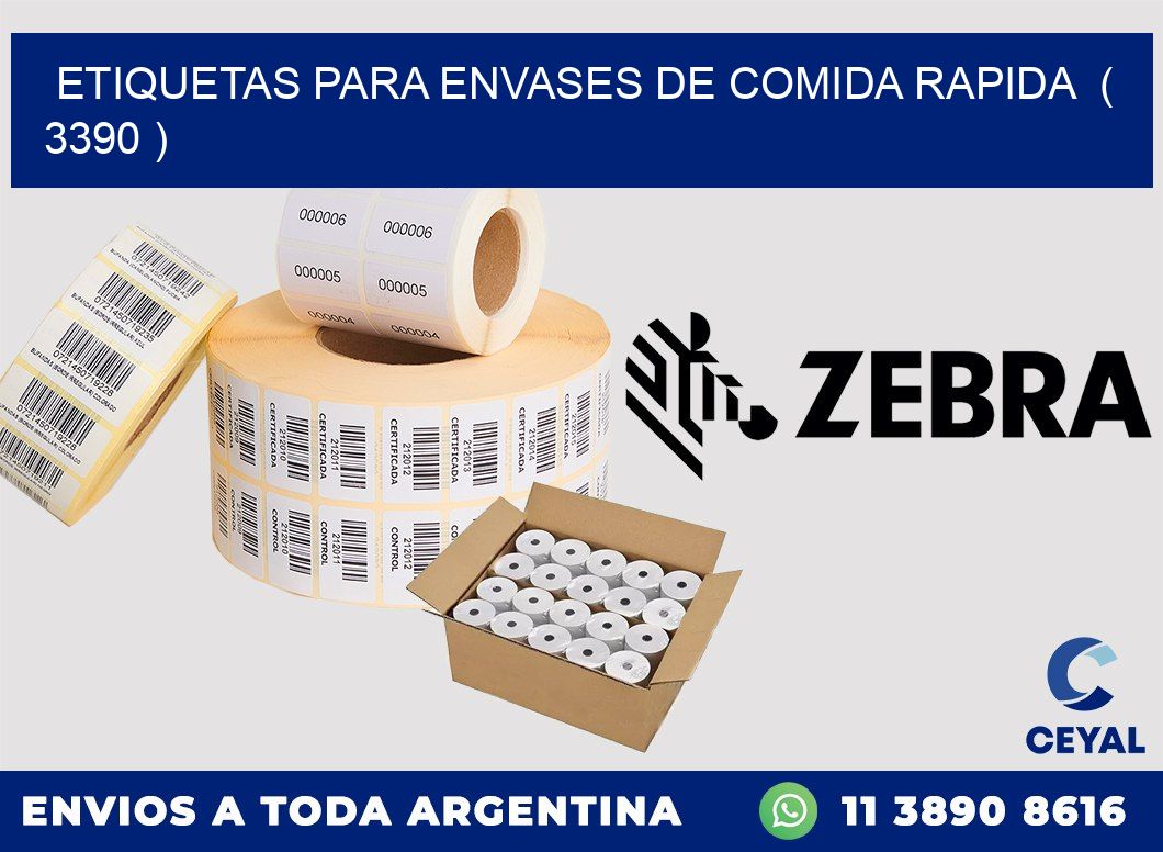 ETIQUETAS PARA ENVASES DE COMIDA RAPIDA ( 3390 )