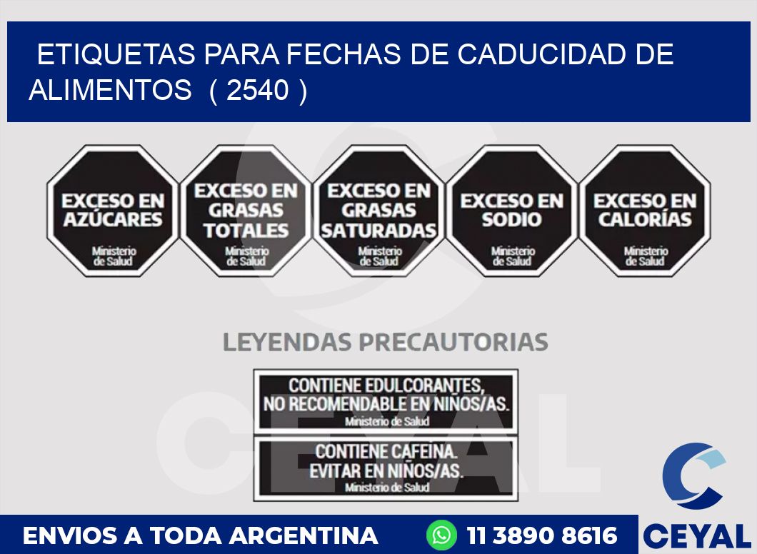 ETIQUETAS PARA FECHAS DE CADUCIDAD DE ALIMENTOS ( 2540 )