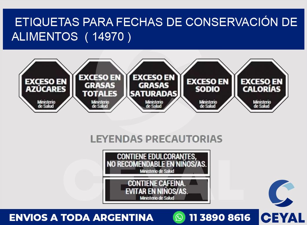 ETIQUETAS PARA FECHAS DE CONSERVACIÓN DE ALIMENTOS  ( 14970 )