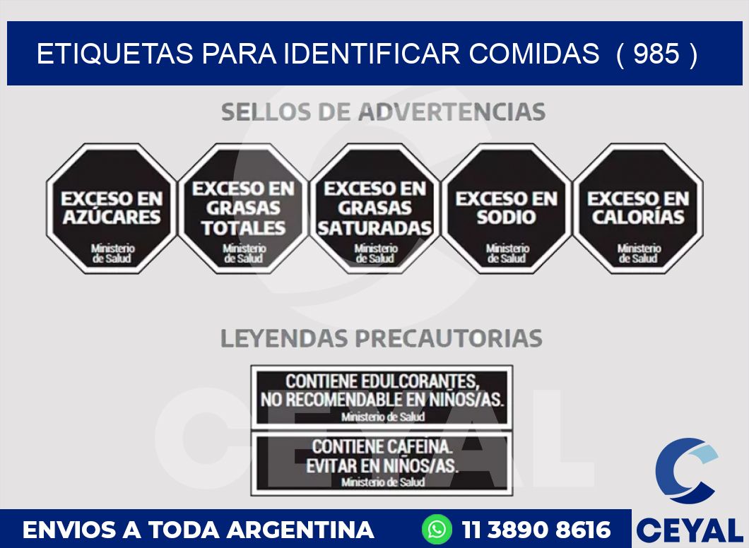 ETIQUETAS PARA IDENTIFICAR COMIDAS  ( 985 )