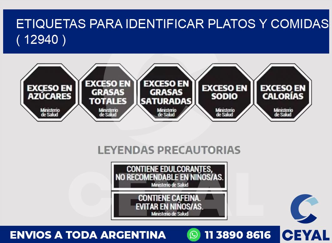 ETIQUETAS PARA IDENTIFICAR PLATOS Y COMIDAS  ( 12940 )