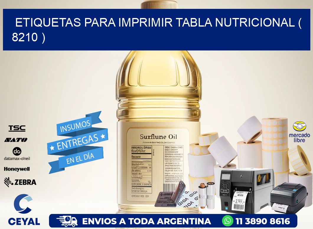 ETIQUETAS PARA IMPRIMIR TABLA NUTRICIONAL ( 8210 )