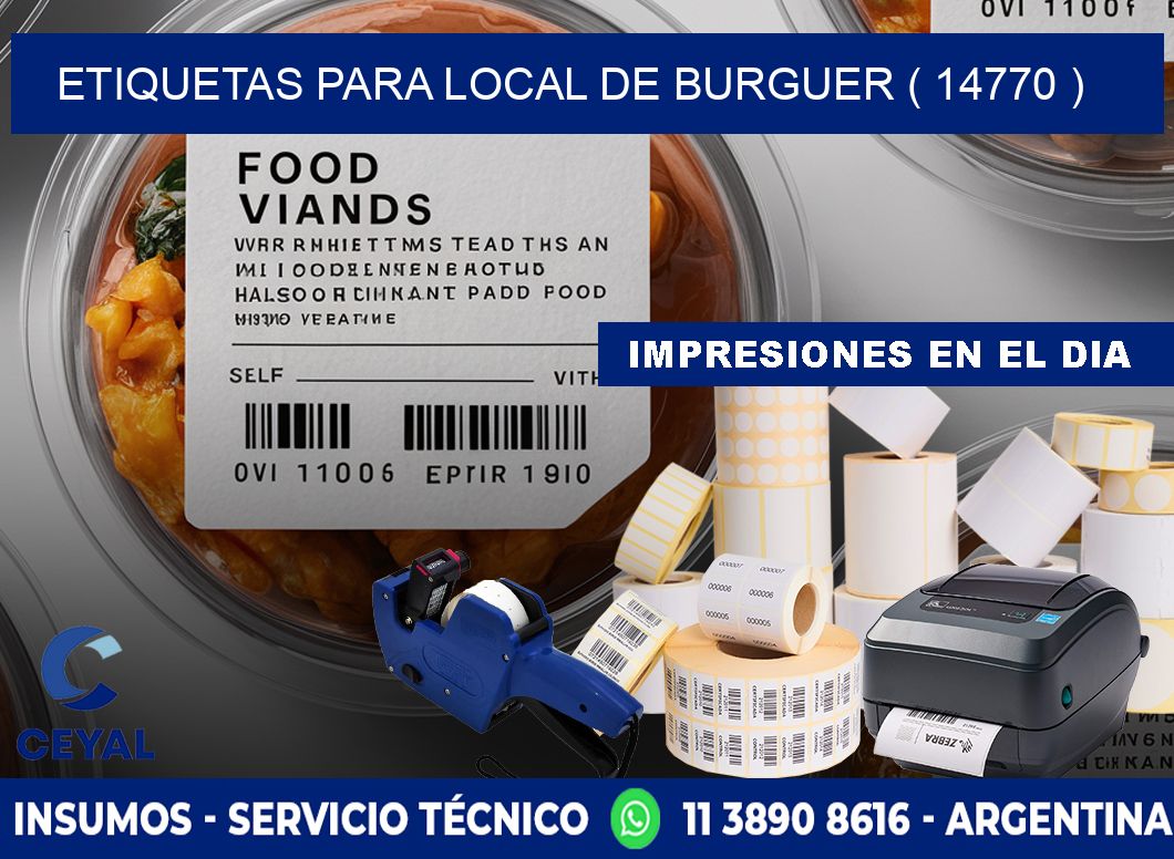 ETIQUETAS PARA LOCAL DE BURGUER ( 14770 )