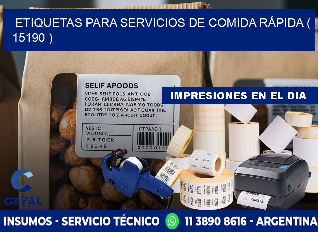 ETIQUETAS PARA SERVICIOS DE COMIDA RÁPIDA ( 15190 )