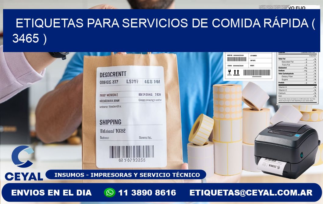 ETIQUETAS PARA SERVICIOS DE COMIDA RÁPIDA ( 3465 )