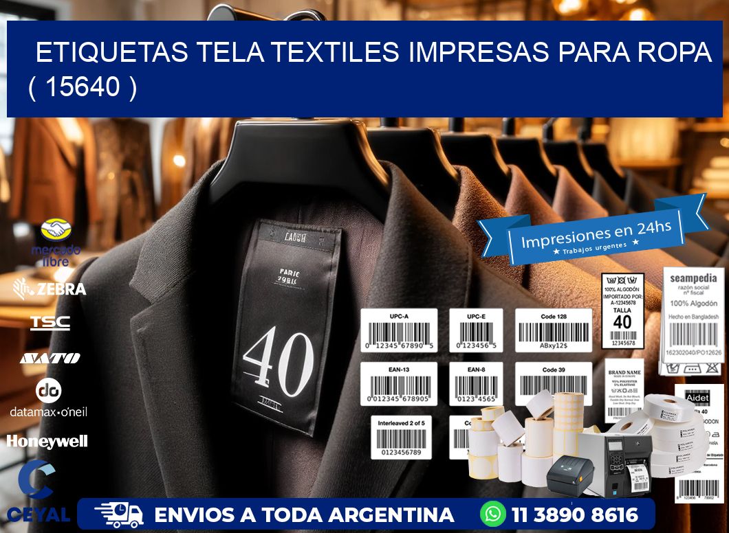ETIQUETAS TELA TEXTILES IMPRESAS PARA ROPA ( 15640 )