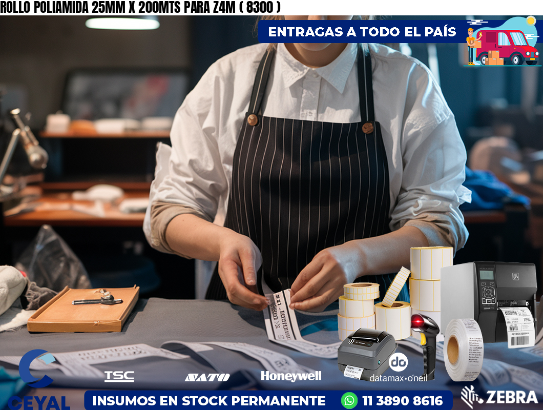 ROLLO POLIAMIDA 25MM X 200MTS PARA Z4M ( 8300 )