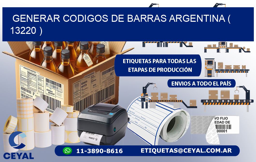 generar codigos de barras argentina ( 13220 )