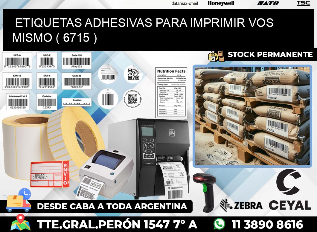 ETIQUETAS ADHESIVAS PARA IMPRIMIR VOS MISMO ( 6715 )